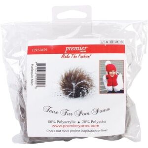 Premier faux fur Pom poms set of 2 #1292-M29 harlequin med.